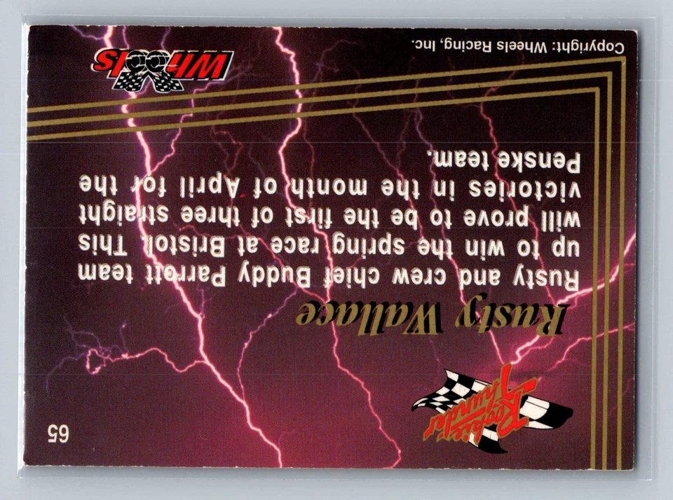 Rusty Wallace Penske Racing South 1993 Wheels Rookie Thunder #65 - Image 2 of 2