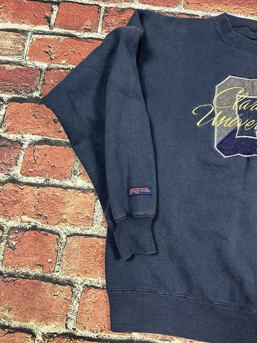 Vintage Clarion University Sweatshirt Faded Navy Blue Men’s Medium Jansport 90s - Picture 7 of 8