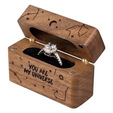 Ring Bearer Box For Wedding Ceremony Engraved Wooden Holder For Little Slim Ring