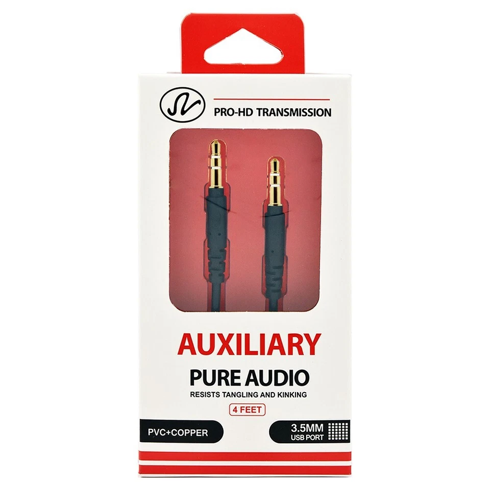 Black 3.5mm Stereo 3 feet Male to Male Mini Jack Port Extension Audio Aux Cable - Image 2 of 2