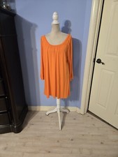 Cezanne Size 3xl Blouse Womens Orange Long Sleeve Round Neck