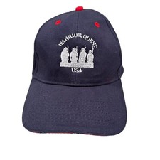 Warrior Quest USA 4 Soldiers White on Navy Hat Cap Flag Bill Edge w Tag HookLoop