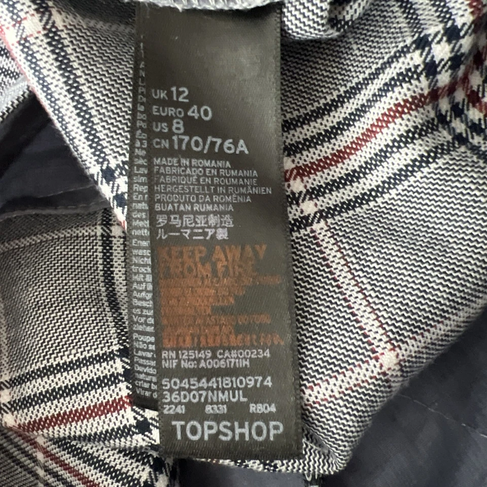 Pantalones Topshop Mujer 8 Azul Rojo Cuadros Pantalones Cortos Cónicos Carrera Informal Foto 4 de 4