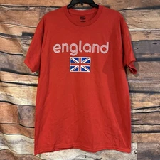 Brisco Brands England Large T-Shirt Short Sleeve Union Jack Flag Tee 100% Cotton