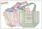 New TRADER JOE’s 2026 Set of 4 Striped Mini Canvas Tote Bag Pink Blue Green Sand — photo 8