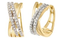 Trendor Schmuck Damen-Ohrringe 925 Silber Vergoldet Zirkonia Klapp-Creolen 28008