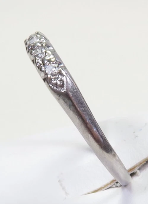 Antique Art Deco 1920s Diamond Wedding Band Platinum Ring Size 9 UK-R1/2 EGL USA - Image 3 of 4