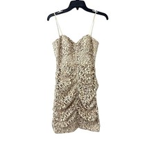 NWT Hailey Adrianna Papell Dress 4 Gold Lace Holiday $189