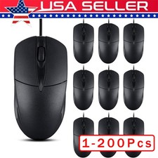 USB 2.0 Optical Wired Scroll Wheel Mouse PC Laptop Notebook Desktop Black Lot