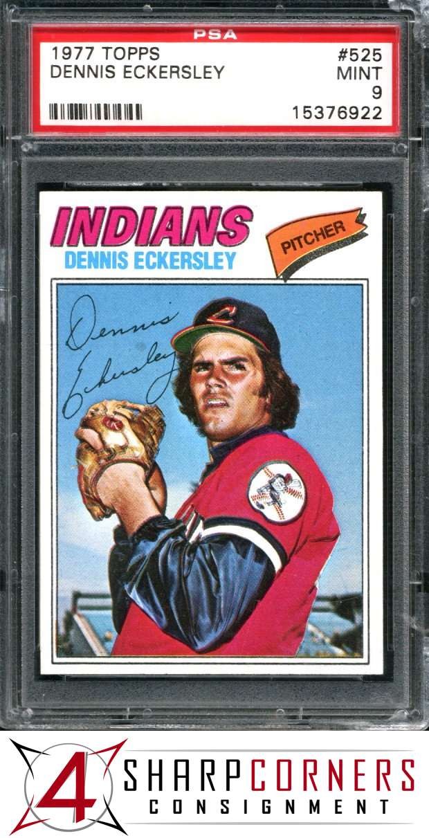 1977 TOPPS #525 DENNIS ECKERSLEY INDIANS HOF PSA 9