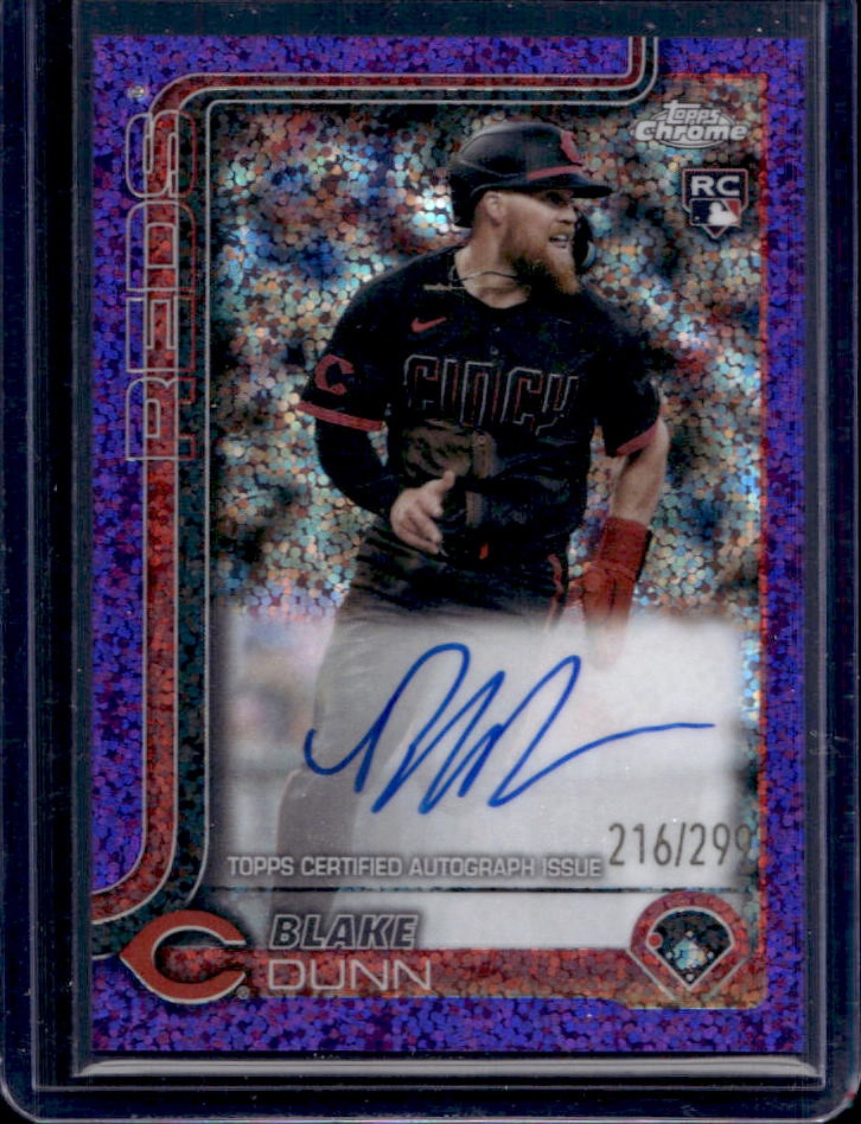 2025 Topps Chrome Blake Dunn Rookie Auto RC Purple Speckle Refractor #216/299