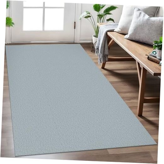 Woven Area Rug 3x5 Ft Washable Rugs for 3' x 5' (Rectangular) Light Blue/Gray