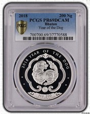 Bhutan 2018 200Ng  Year of the Boar  1-Oz, PR 69, Deep Cameo