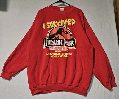 Vintage 1996 I Survived Jurassic Park The Ride Universal Studios XXL Sweater