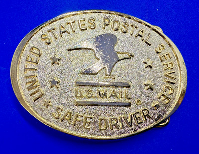 USPS United States Post Office Safe Drivers Award New Gold Tone Belt Buckle