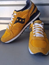 Saucony Shadow Original Shoes Mens Size 13 Yellow Navy Suede Mesh S2108-732
