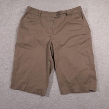 Izod Shorts Womens 12 Brown Stretch Chino Bermuda Casual Golf Walking Pockets