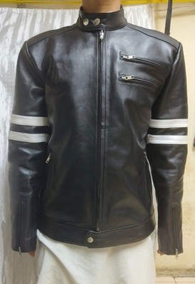 Basic Neu Herren Schwarz Lederjacke 100% Weich Schafsfell Stil Slim Fit Jacke