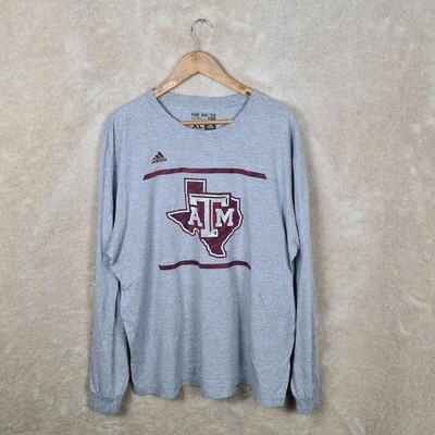 Adidas Texas A&M Aggies Langarm T-Shirt Herren XL Grau Print Logo Z573