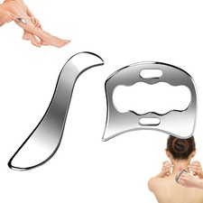 2-in-1 Stainless Steel Gua Sha Muscle Scraper Tool Set - for Myofascial Release,
