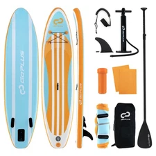 Inflatable Stand Up Paddle Board W/ 3 Fins Backpack, Non-slip Deck Pump Leash