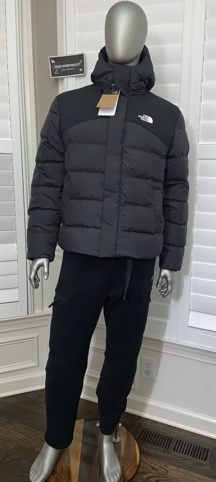 The North Face Men Baltic Hoodie Insulated 600-Down Puffer Jacket Grey Black NWT - Image 2 of 4