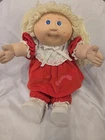 Cabbage Patch Kids 1982 Vintage Girl Blonde CURLY Hair Red Velvet Suit