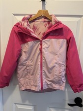 Eddie Bauer Girls Lightweight 3 In 1 Jacket Waterproof Pink, S 7/8 preowned