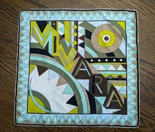 Sciarpa seta vintage Emilio Pucci quadrata Vivara fazzoletto da collo foulard Italia verde geometria