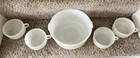Vintage Set of 5 Glasbake White Milk Glass Soup Bowls/Mugs & Serving/Mixing Bowl