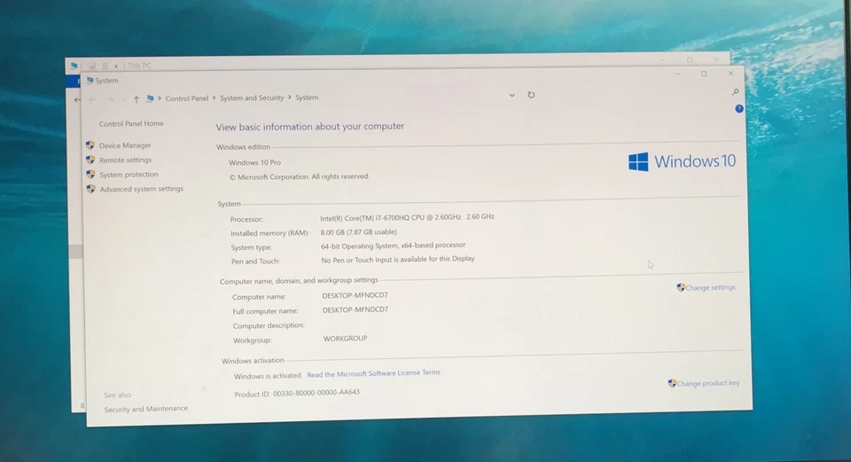 DELL ALIENWARE 17 R3 i7-6700HQ@2.60GHz 8GB RAM 500GB SSD W10P *LEER Foto 3 de 4