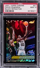 2001 Topps Chrome David Robinson BLACK REFRACTOR /50 PSA 9 MINT #41 Spurs 