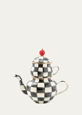 RARE NWT 100 Authentic MacKenzie-Childs Courtly Check Enamel High Tea Luxury