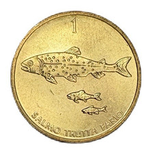 Slovenia 1992 1 Tolar World Coin Animal Wildlife Trout Nickel Brass KM 4