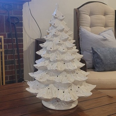 Nowells Mold Ceramic White Christmas Tree 22'' Sign Original Syle VTG 1983