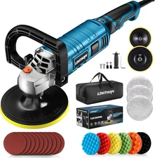 LDHTHOPI 1600W Rotary Buffer Polisher with 7 Variable Speeds and Detachable Hand