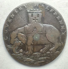 1793 Coventry Halfpenny Lady Godiva Elephant Castle Conder Token Lettered Edge