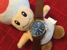 Elevon Men Sunburst Brown Leather Round Stainless Steel 42mm Quartz Watch 8 1/4"