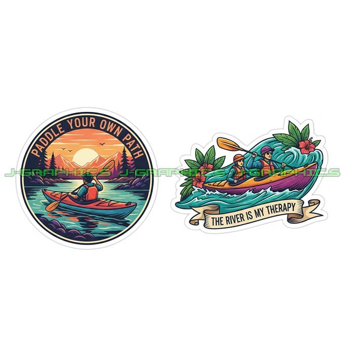 Kayaking Vinyl Decal Sticker 2 Pack D