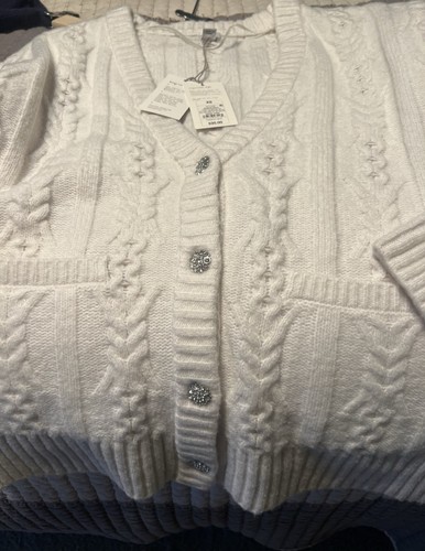 Women’s NWT A New Day Oversized Cardigan Sweater-XS-Cream-decorative Buttons. - Picture 3 of 4