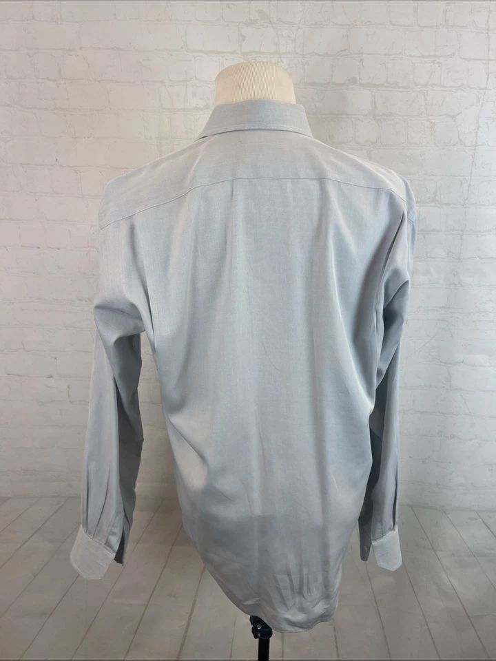 Мужская однотонная серая хлопковая сорочка Canali Италия 15,5 39 34/35 - Изображение 3 из 4