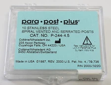 Coltene Whaledent P244-4.5 ParaPost Plus Stainless Steel Posts .045" Blue 10/Pk