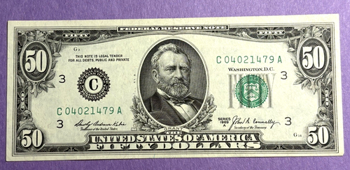 1969A Fifty Dollar Federal Reserve Note C04021479A Philadelphia Crisp AU