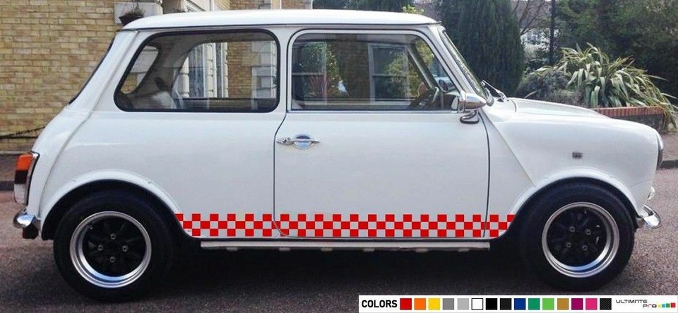 Stripes for Classic mini cooper bonnet mirror hood front Chequered 1000 ...