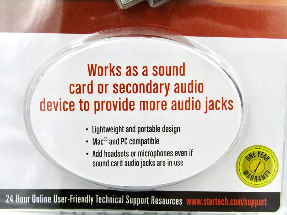 (5X) StarTech USB to Dual 3.5mm Audio Adapter, External Sound Card (ICUSBAUDIOB) - Image 3 of 4