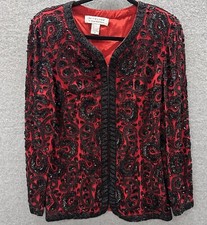 Vintage Beaded Jacket Womens Medium Niteline Della Roufogali Silk  Sequin