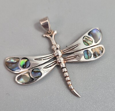 Wunderschöner Abalone & Sterling Silber 925 IBB London Libelle Anhänger