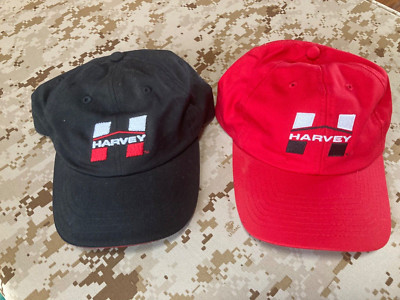 2 Harvey Building Products Hats  Adjustable Ve cro straps Red + Black + USA flag