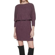 NWT Jessica Howard 14 Blouson Mini Batwing Sleeve Classic Wine Sweater-dress