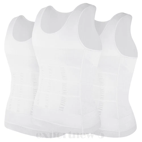 Herren 3er-Pack Schlank Body Shaper Haltung Korrektur Weste Bauch Kompression Tops USA - Bild 24 von 56